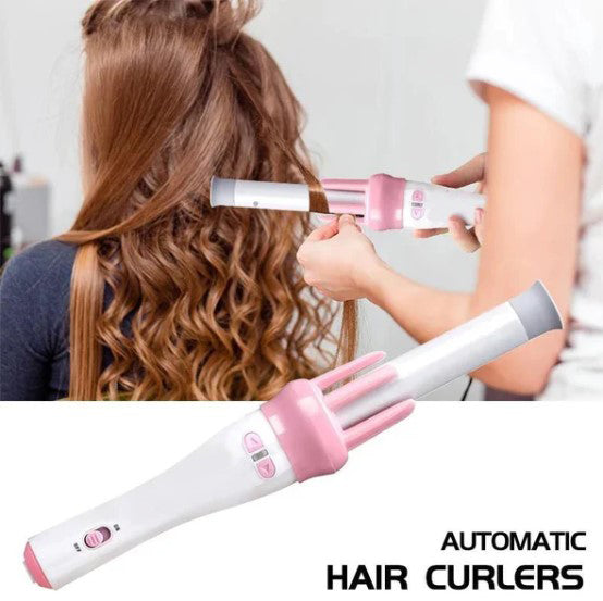 Automatic Pink Hair Curler Spin 360Β° Rotating Hair Styling Roller
