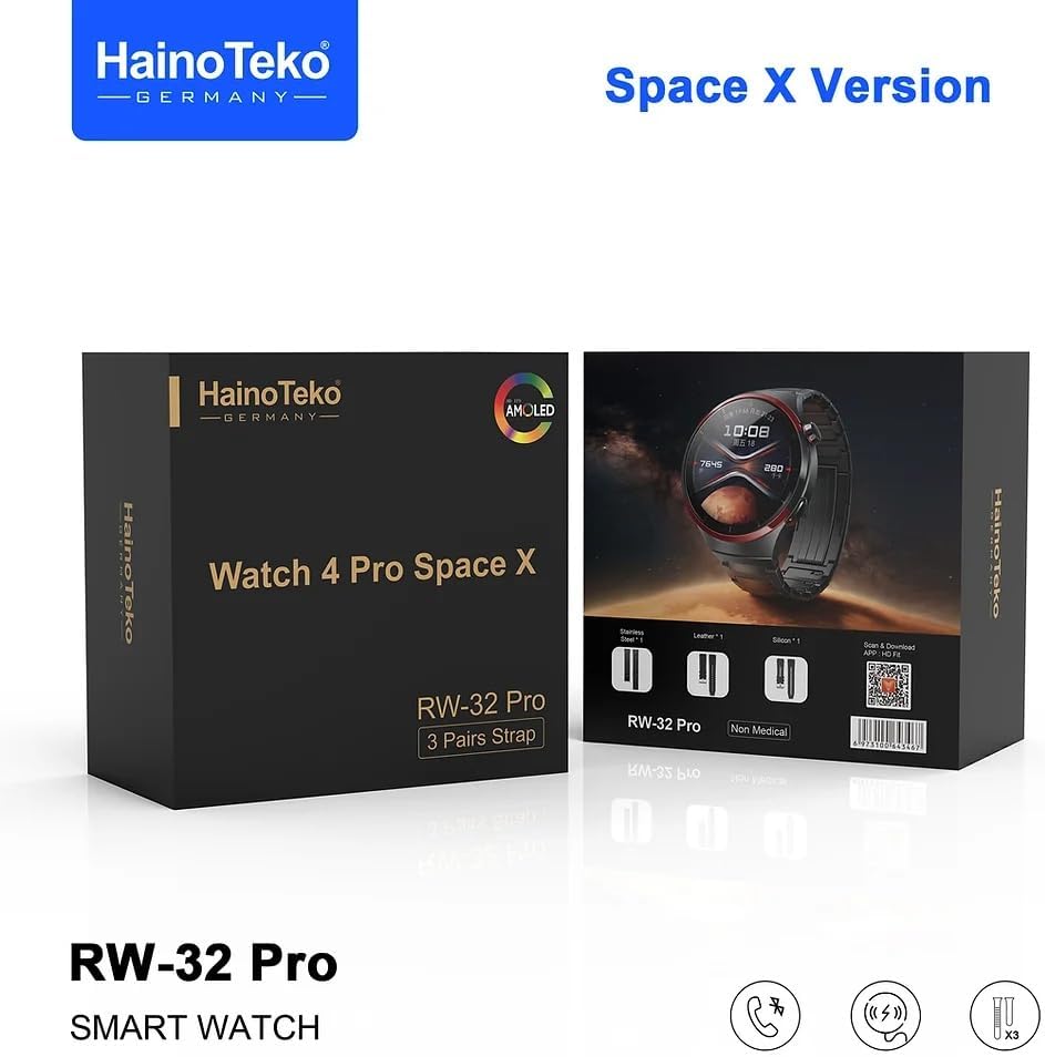 HainoTeko 4Pro Space X – AMOLED Smart Watch with Premium Build & 3 Straps