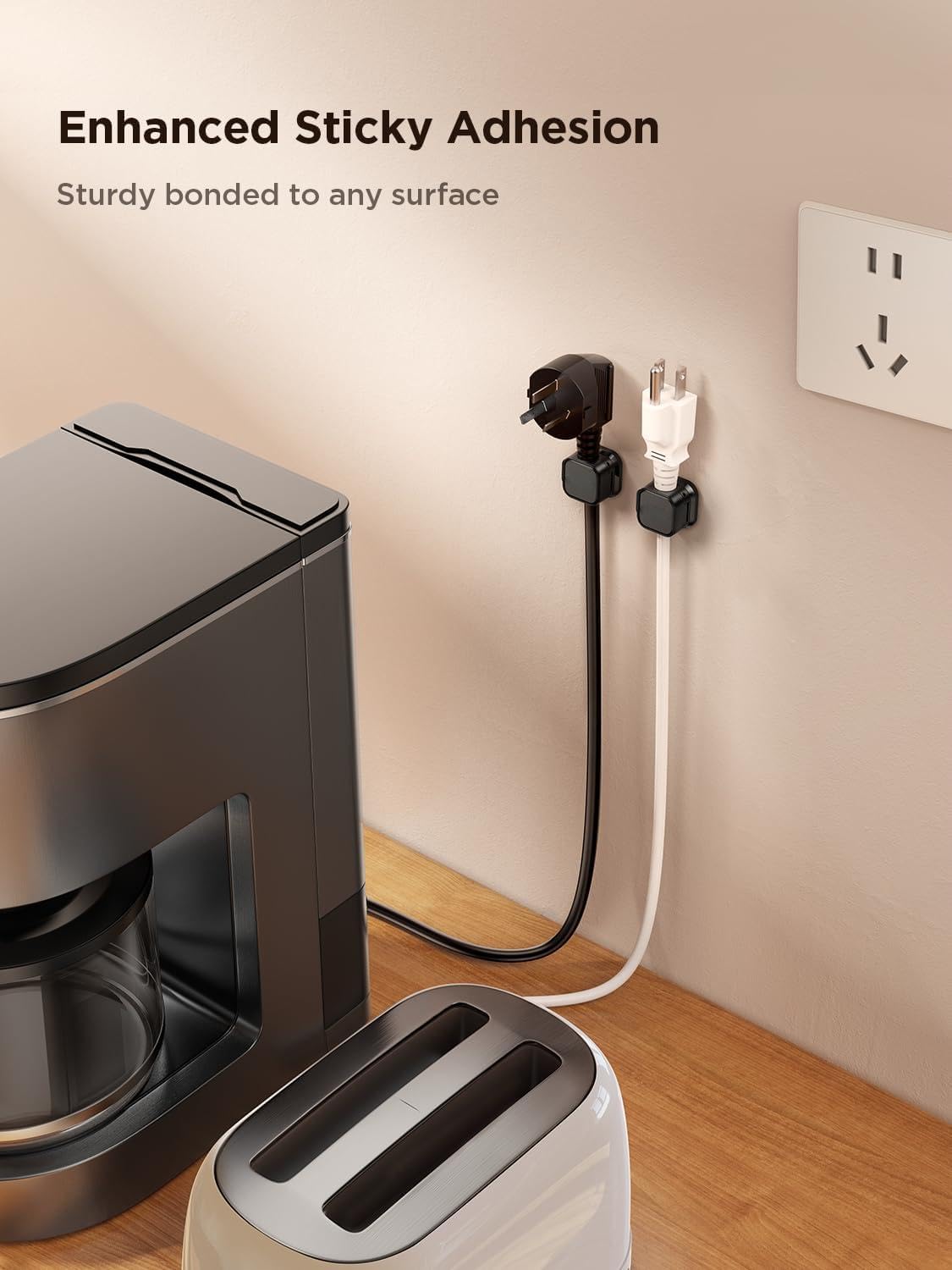 BRELZA Magnetic Cable Clips | Adjustable Cord Organizer (Black)