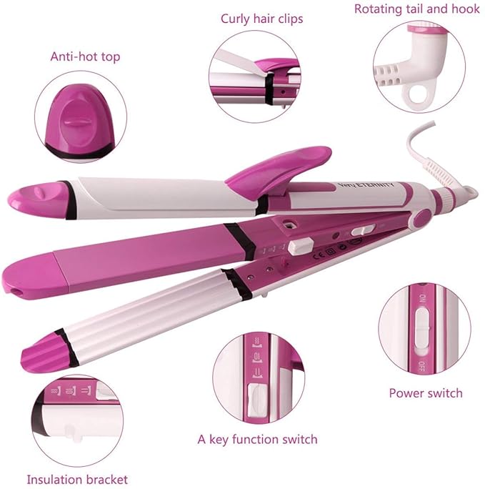 3-in-1 Hair Straightener β Straighten, Curl & Volumize with One Tool