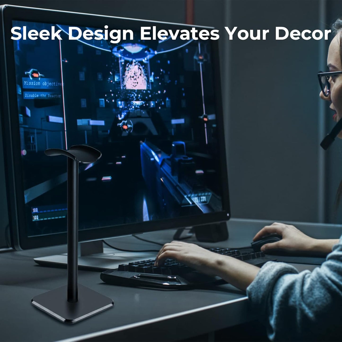 Universal Aluminum Headphone Stand | Gaming & Desktop Headset Holder