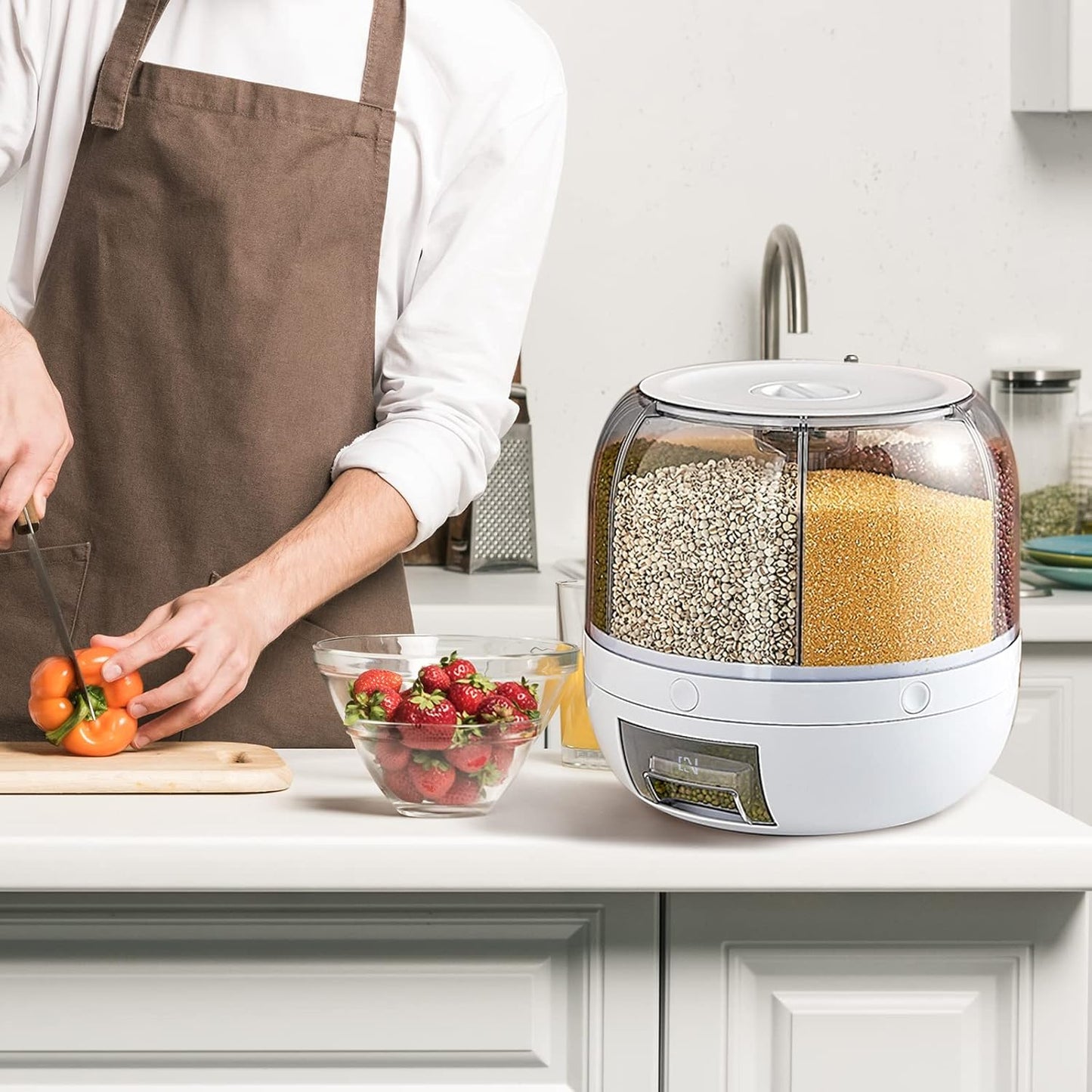 360° rotating food dispenser, Grain Storage Container Dispenser