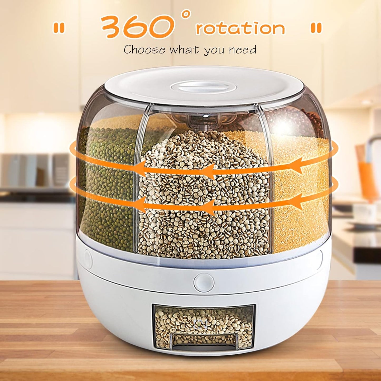 360° rotating food dispenser, Grain Storage Container Dispenser