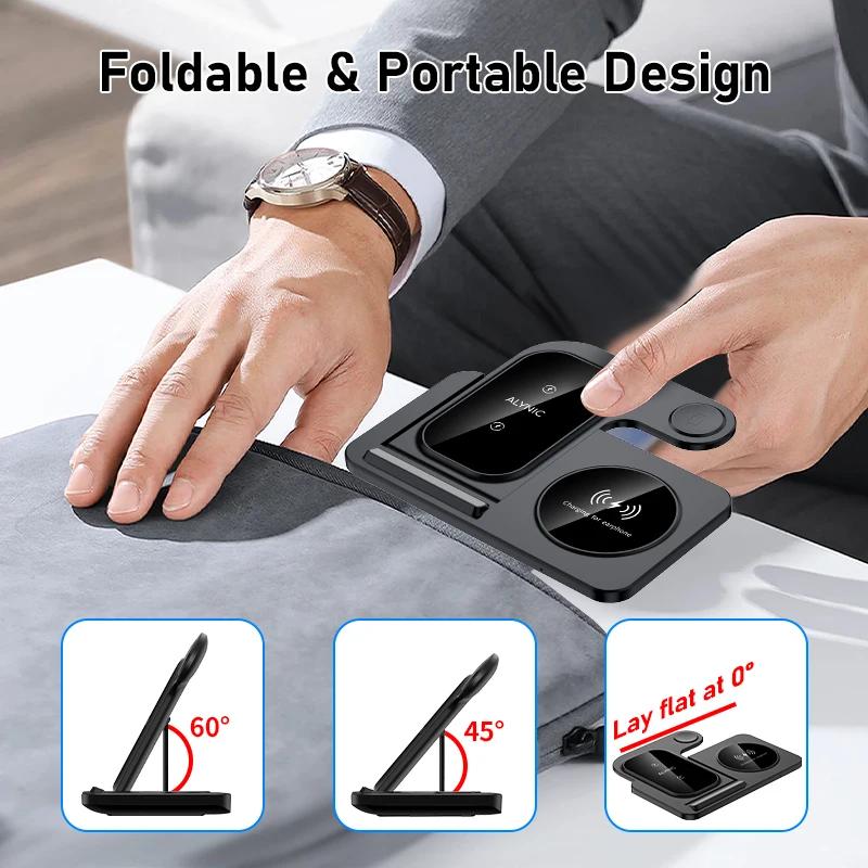 Fast Wireless Charger Stand | Foldable Charging Dock for iPhone 12β16 Pro Max, Apple Watch & AirPods BRELZA