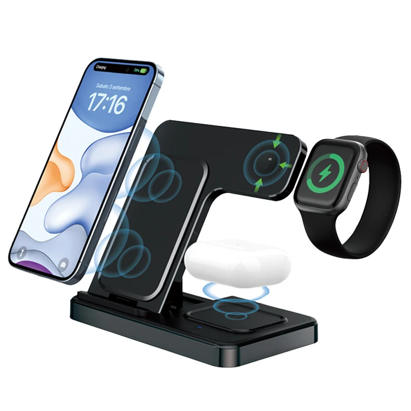 Fast Wireless Charger Stand | Foldable Charging Dock for iPhone 12β16 Pro Max, Apple Watch & AirPods BRELZA