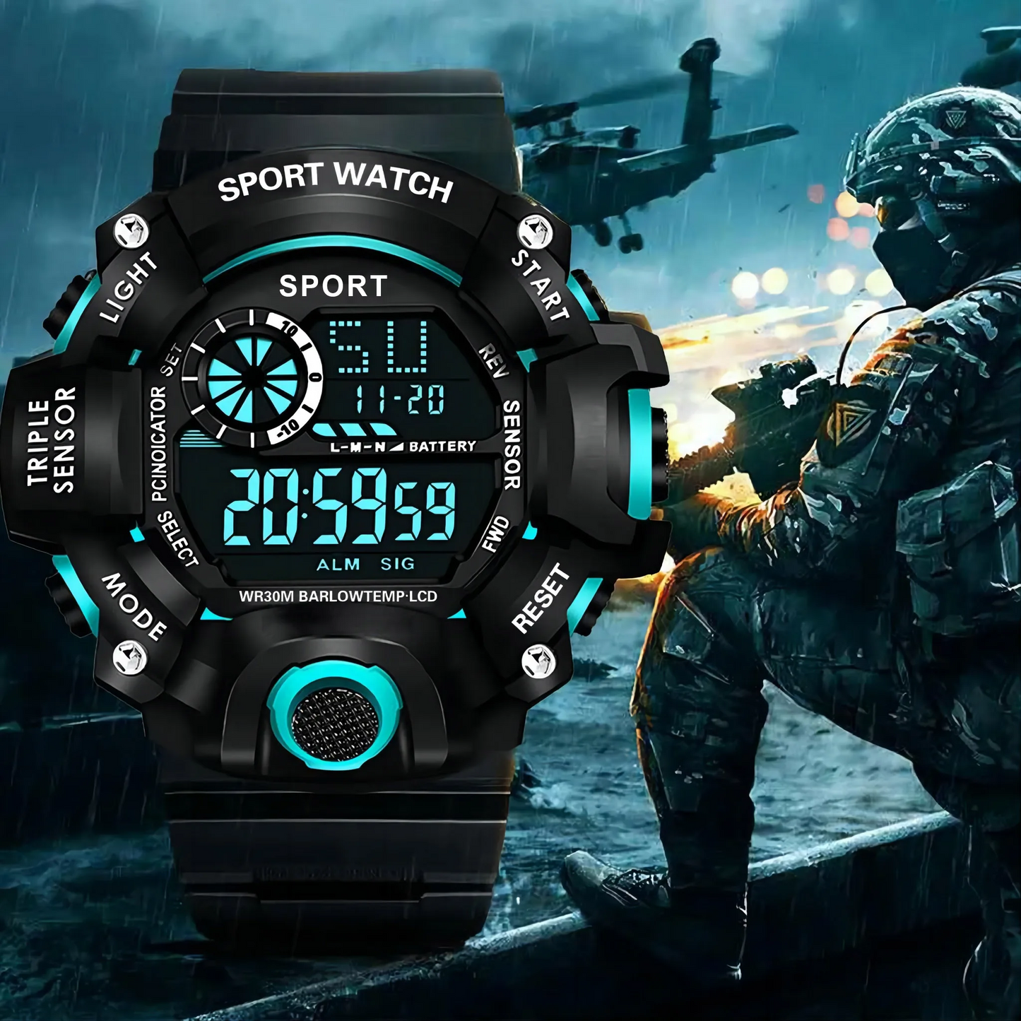 Fashion Men’s Sports Watch | Large Dial, Multifunctional, Waterproof & Luminous Military Style