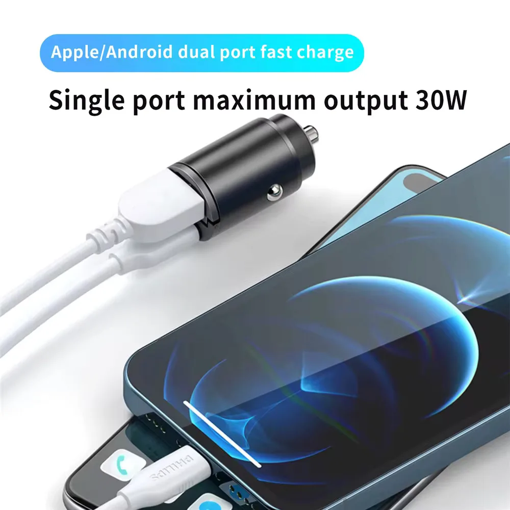 Mini Car Charger | Fast USB-C PD & QC3.0 Charging for iPhone, Samsung, Xiaomi, Huawei BRELZA