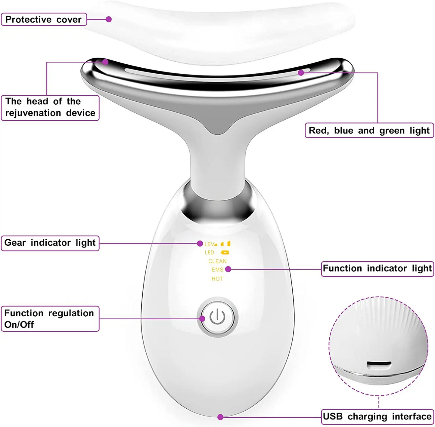 LED Neck & Facial Massager | 3-Mode Skin Tightening & Lift Device