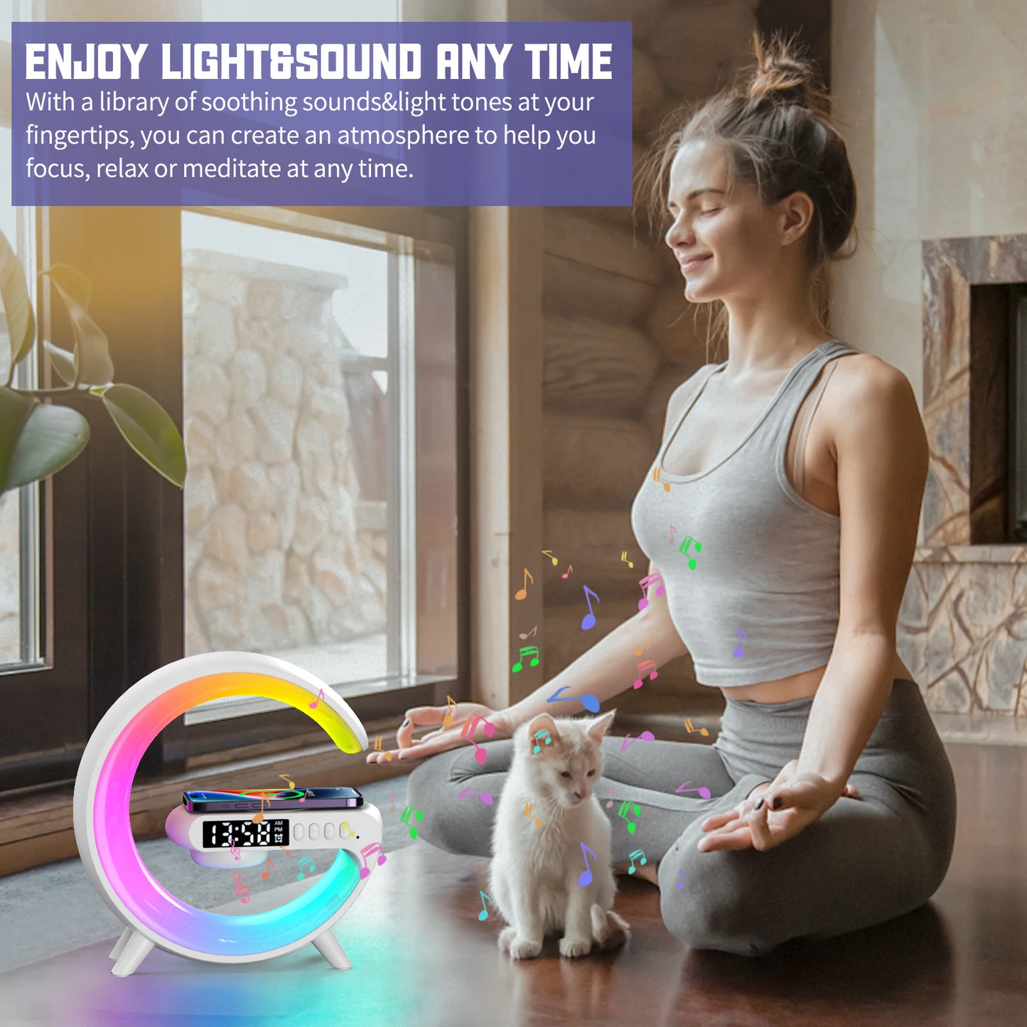 Multifunction Wireless Charger Pad | Stand, Speaker, TF Card, RGB Night Light for iPhone & Android BRELZA