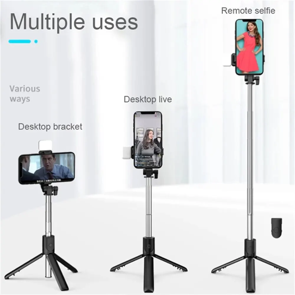 Portable Bluetooth Selfie Stick & Tripod | Remote Shutter, Fill Light & Extendable Phone Stand