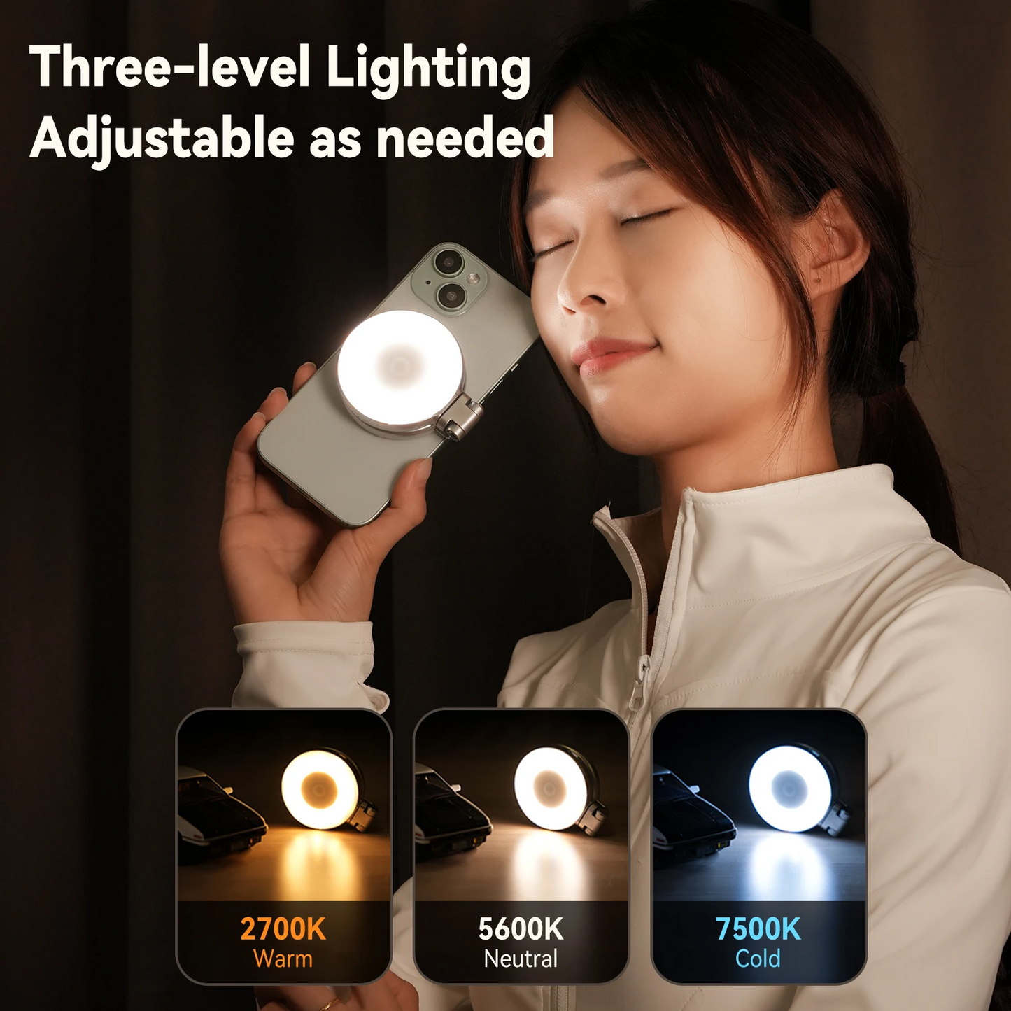 Mini Magnetic Fill Light | 3-Level Brightness | Selfie LED for iPhone & Android Phones