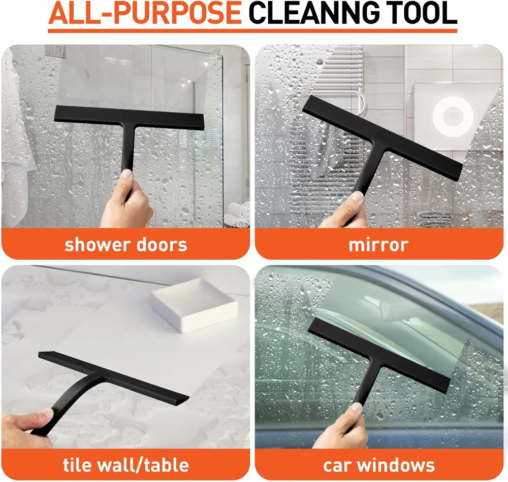 Matte Black Silicone Shower Squeegee | Streak-Free Cleaning