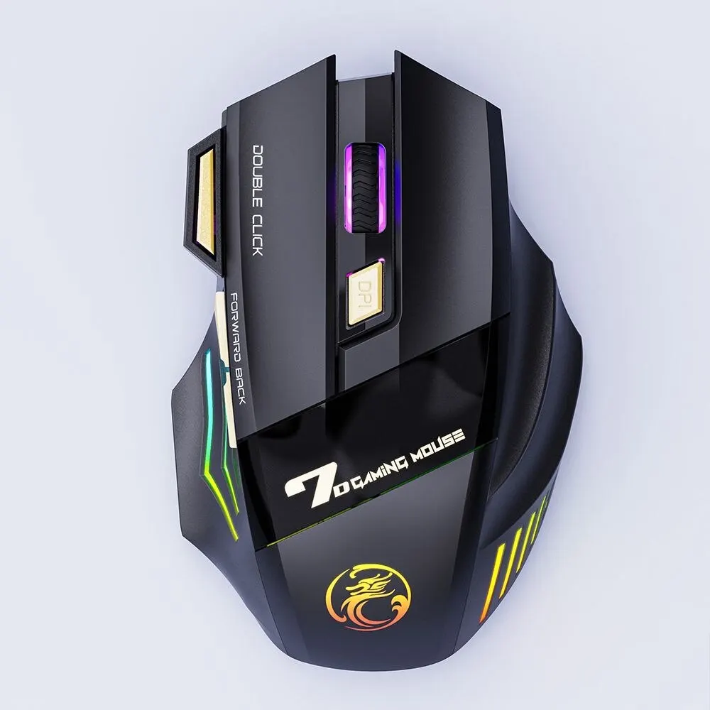 IMICE GW-X7 Wireless Gaming Mouse 🎮 | 3200DPI, Dual Mode, 7 Keys, Silent Click & 7-Color LED