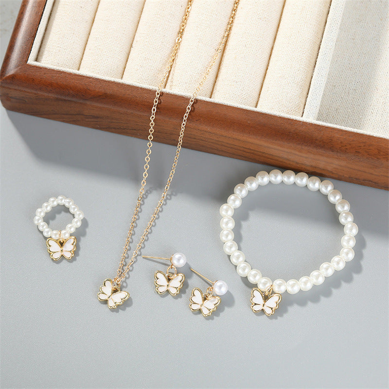 Pearl Butterfly Jewelry Set for Women