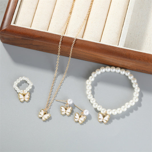 Pearl Butterfly Jewelry Set for Women