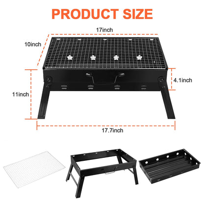 Portable BBQ Grill | Foldable Charcoal Grill for Camping & Outdoor Fun!