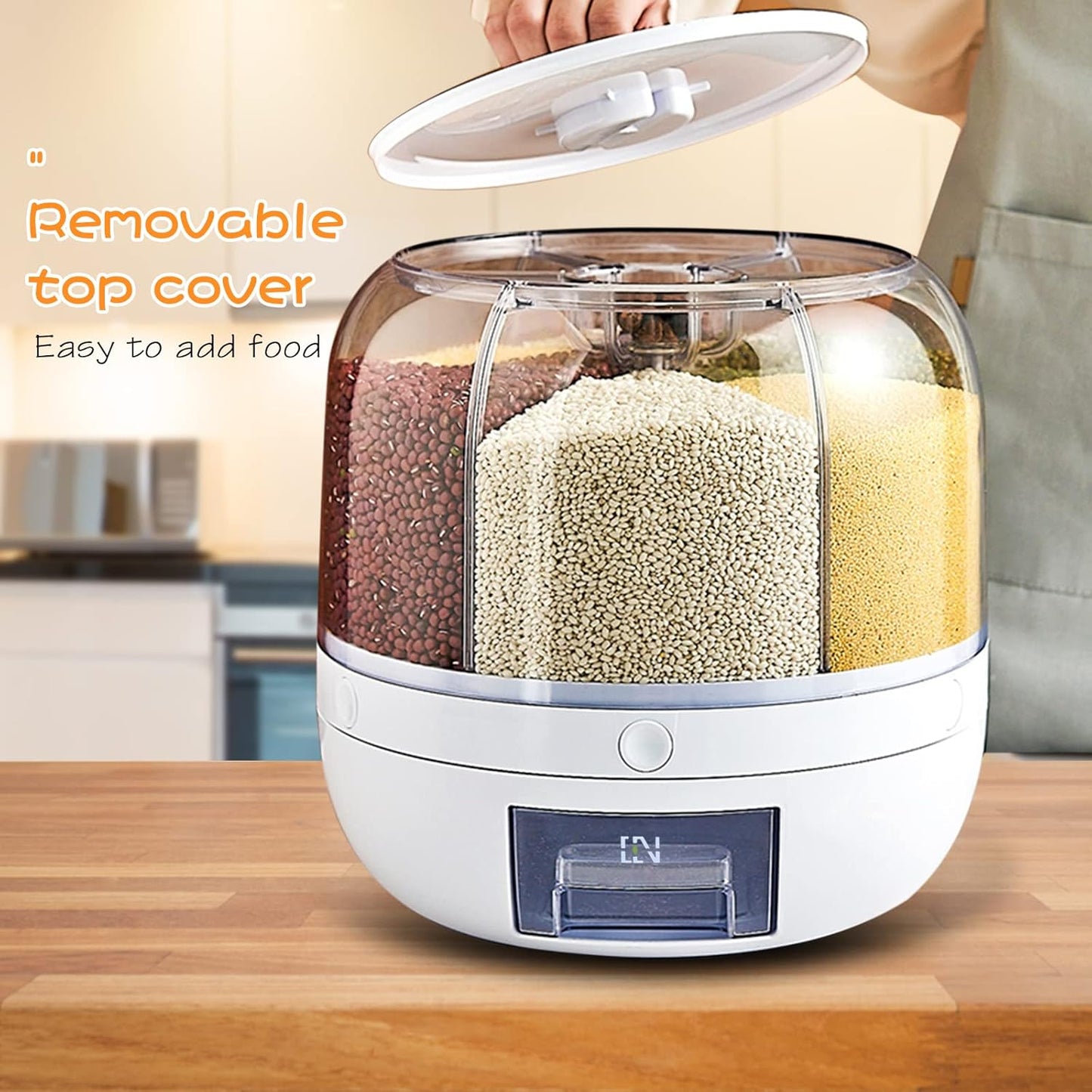 360° rotating food dispenser, Grain Storage Container Dispenser