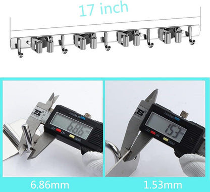 Broom & Mop Wall Mount Organizer | 4 Racks, 5 Hooks