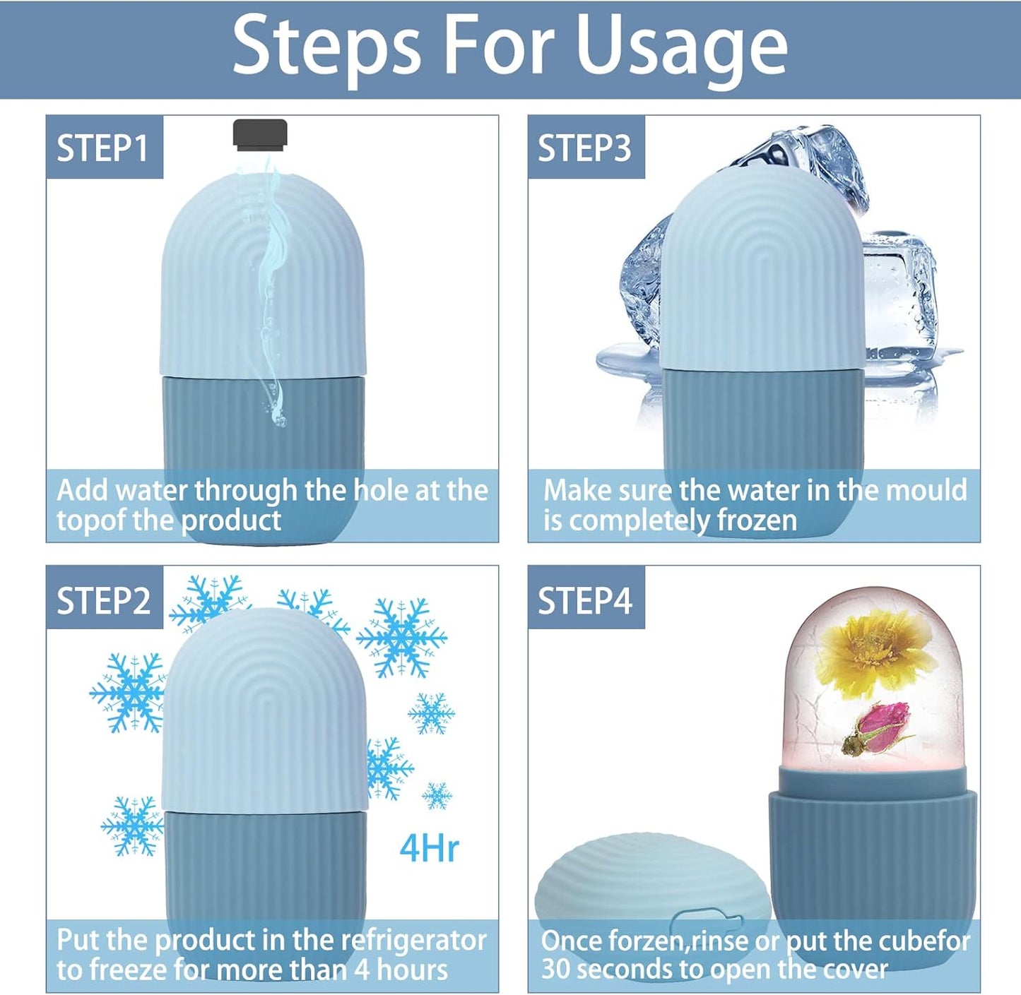 Facial Beauty Ice Roller| Silicone Ice Mold | Skin Tightening, Pore Shrinking & Face Massage Tool