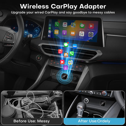 2-in-1 Wireless Auto Adapter for CarPlay and Android, Plug and Play CarPlay Dongle Converts Wired to Wireless, Fast Auto Connection, No Lag, Compact Design for iPhone and Android
