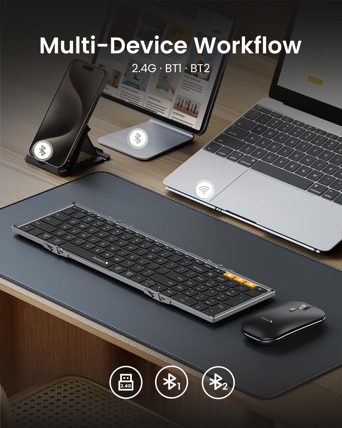Foldable Wireless Bluetooth Keyboard | Portable & Rechargeable for All Devices