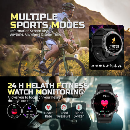 HULK Smart watch with AMOLED Always On Display Smart watches for men, BT Calling Waterproof Fitness Watch with Heart Sleep Monitor for Android iOS (Black)