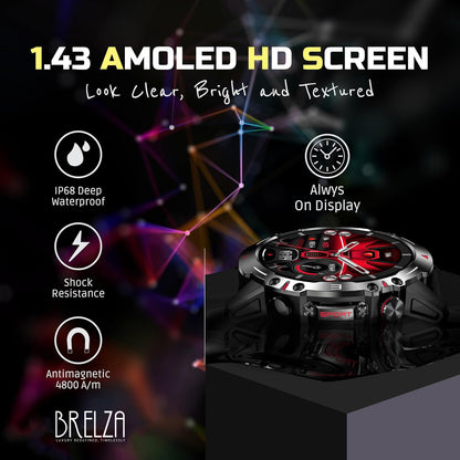 HULK Smart watch with AMOLED Always On Display Smart watches for men, BT Calling Waterproof Fitness Watch with Heart Sleep Monitor for Android iOS (Black)