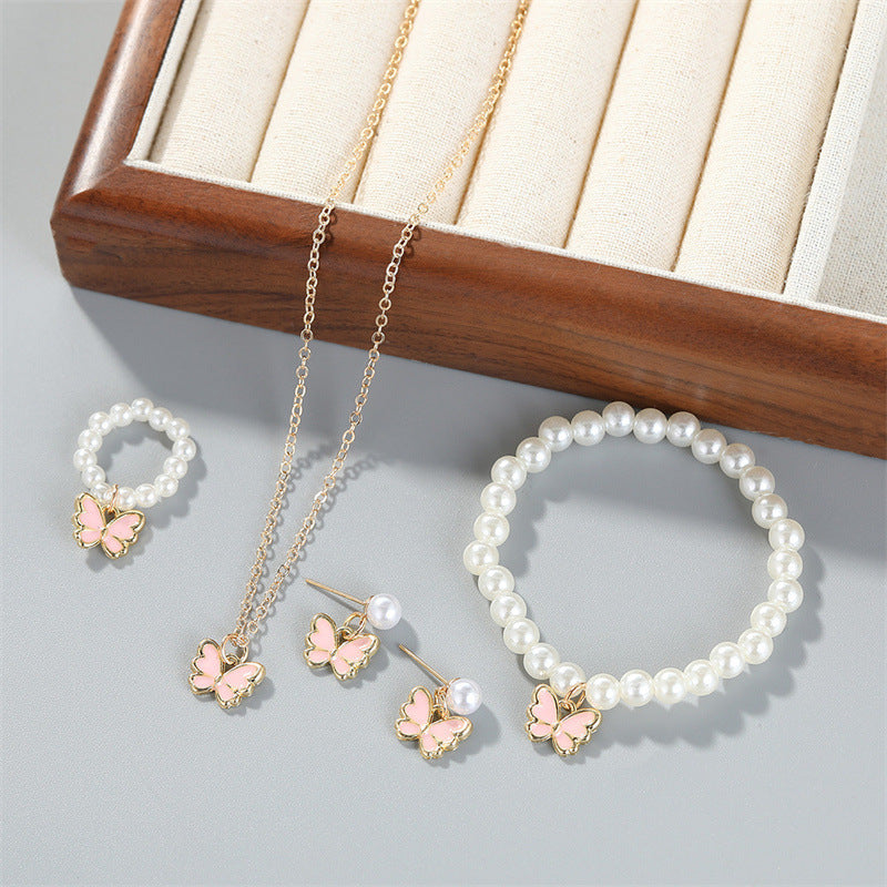 Pearl Butterfly Jewelry Set for Women