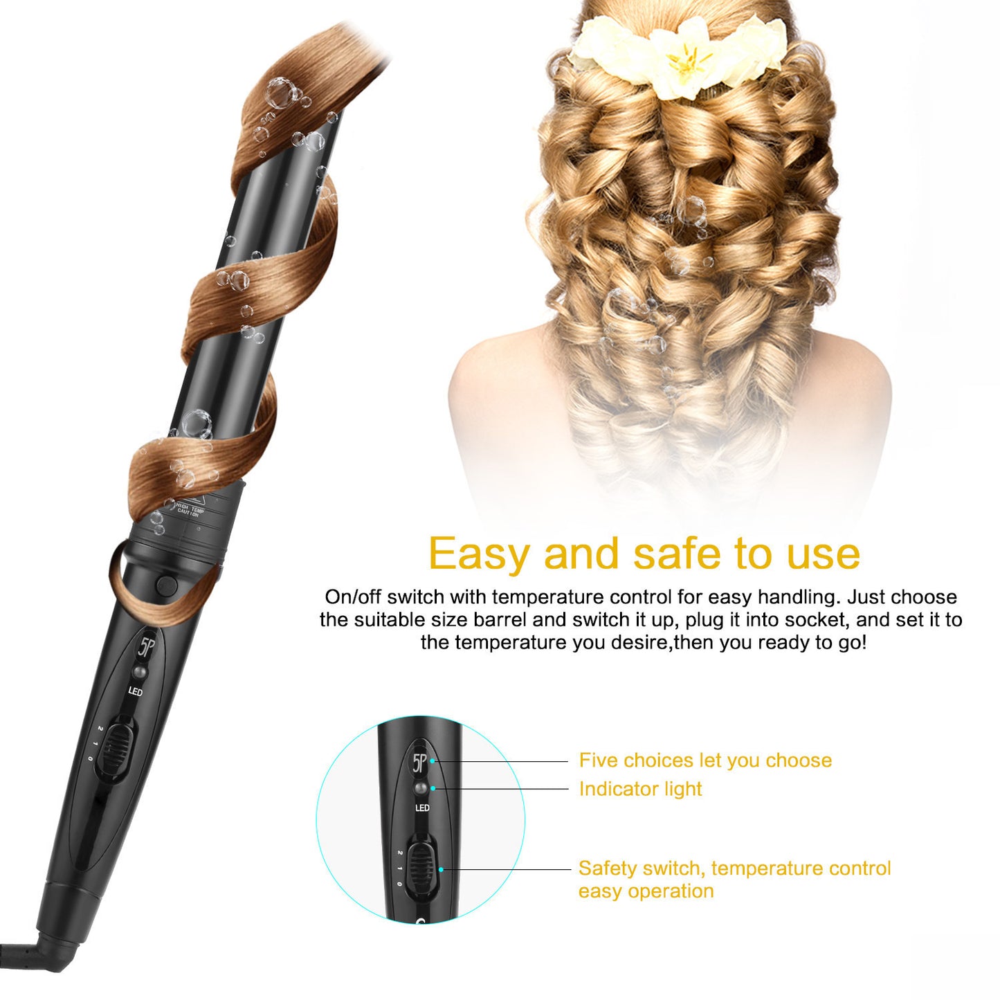 Hair Curler & Straightener | Ceramic 5-in-1 Hair Styling Kit