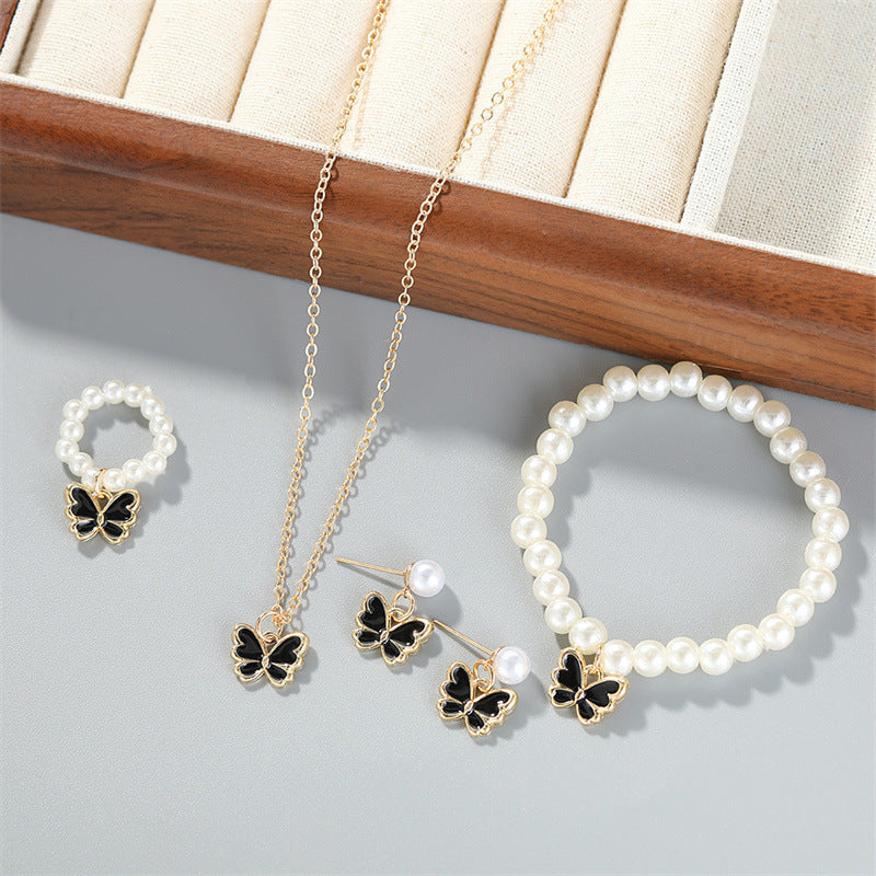 Pearl Butterfly Jewelry Set for Women