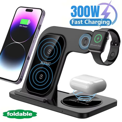 Fast Wireless Charger Stand | Foldable Charging Dock for iPhone 12–16 Pro Max, Apple Watch & AirPods