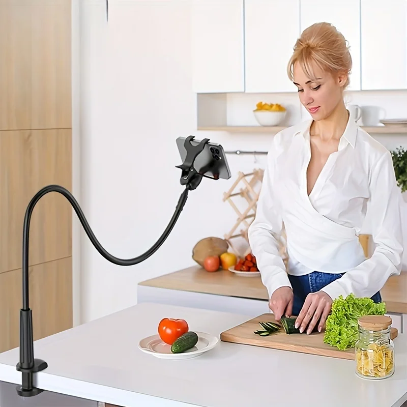 Lazy Gooseneck Phone Holder | Flexible Long Arm Clamp for Bedside, Desktop & Overhead Live Streaming
