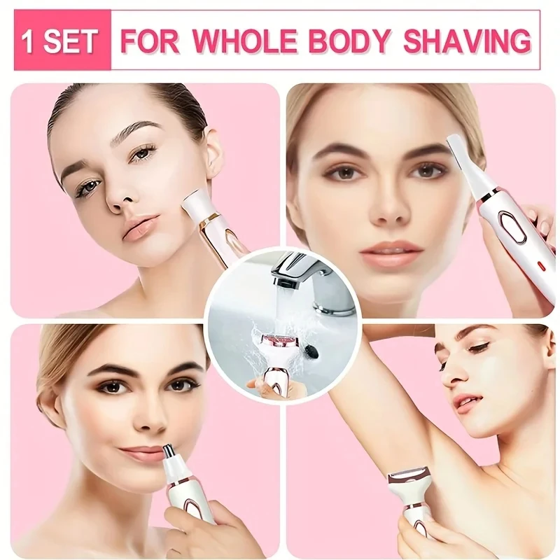 4-in-1 Electric Lady Shaver | Painless Hair Removal Epilator & Cordless Trimmer Razor for Women