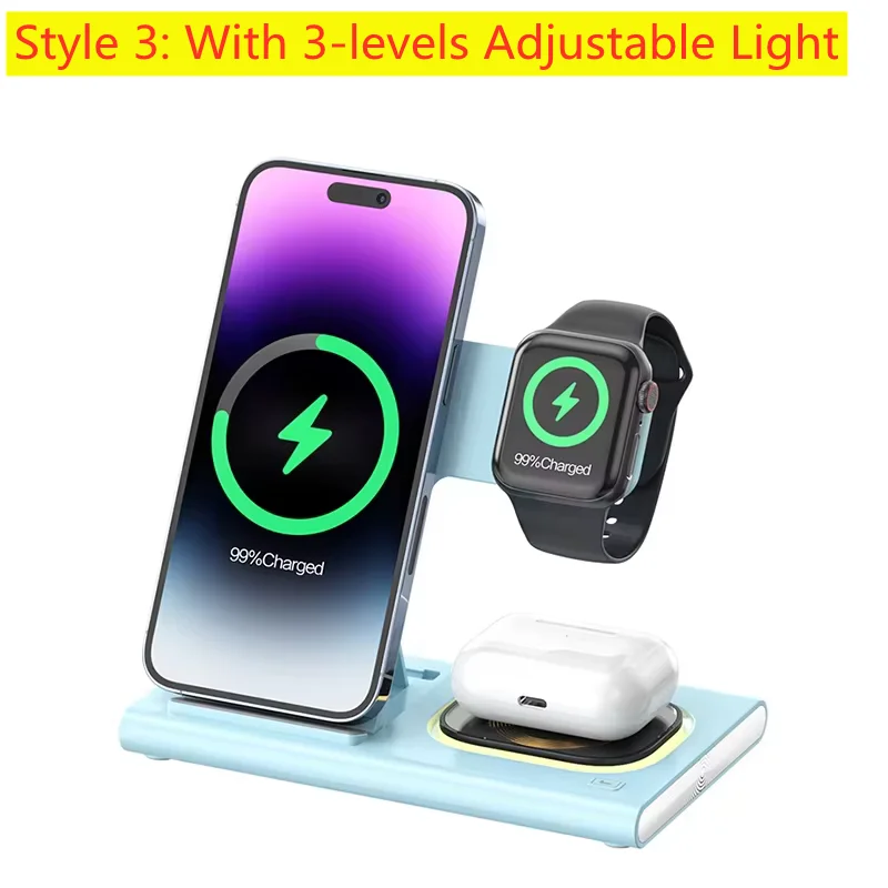 Fast Wireless Charger Stand | Foldable Charging Dock for iPhone 12–16 Pro Max, Apple Watch & AirPods