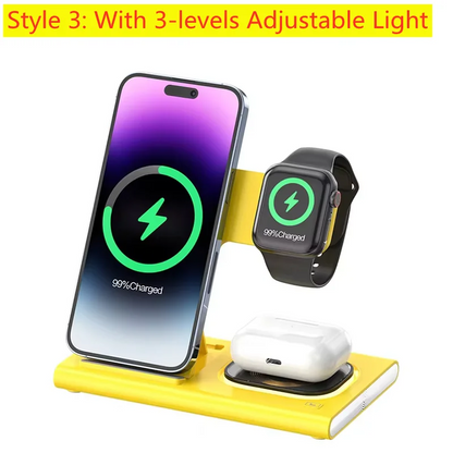 Fast Wireless Charger Stand | Foldable Charging Dock for iPhone 12–16 Pro Max, Apple Watch & AirPods