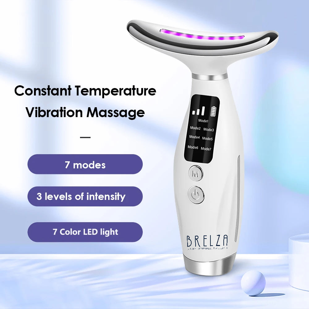 LED Neck & Face Massager 💎 7-Color Photon Therapy | Tighten & Lift Skin