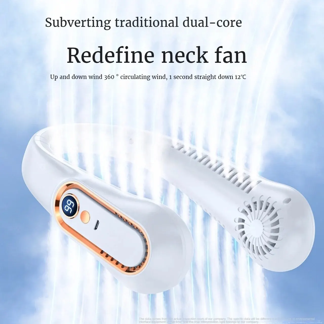 Portable Ceiling & Neck Fan | USB Rechargeable, Small, Digital Display, Office & Outdoor