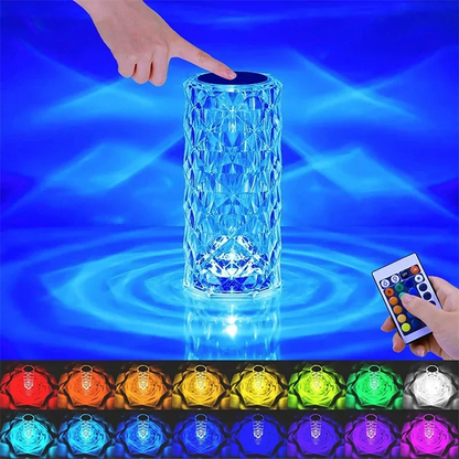 16-Color LED Rose Crystal Lamp | Touch Rechargeable Diamond Light for Romantic Home & Bar Decor