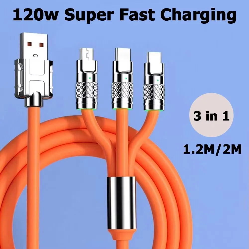 3-in-1 Type-C, Micro & Lightning 1.2m–2m | Multi USB Fast Charge Cable