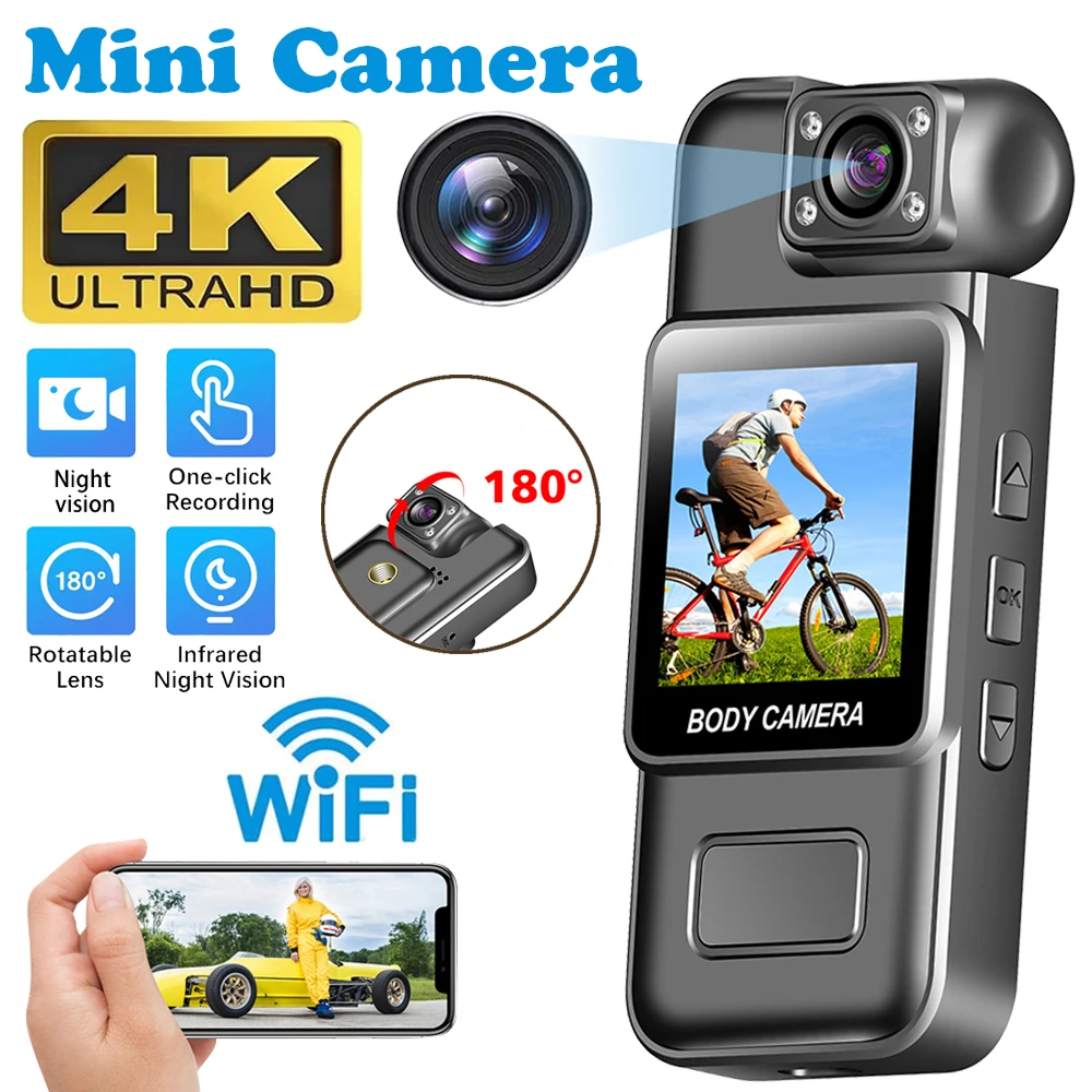 4K Mini WiFi Camera | Portable BodyCam & Sports DV | Night Vision & Action Recording