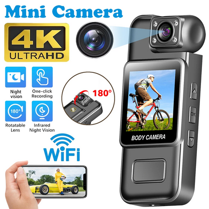 4K Mini WiFi Camera | Portable BodyCam & Sports DV | Night Vision & Action Recording