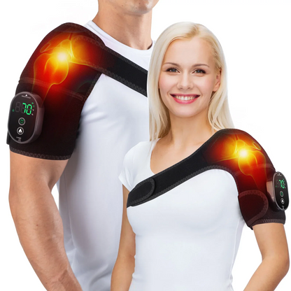 Heated Shoulder Massager Belt | Vibration Steamer Pad with Adjustable Temperature & Smart Massage Function