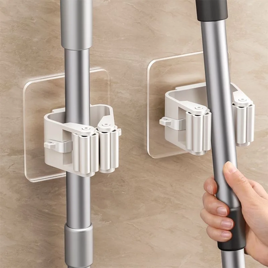 Multi-Purpose Adhesive Wall Hooks | Mop & Broom Hanger