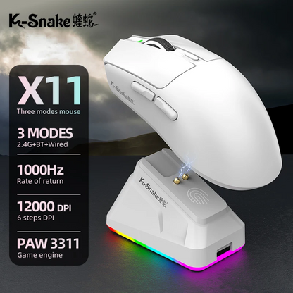 K-Sanke X11 Wireless Gaming Mouse | Bluetooth, 3 Modes, Lightweight, Magnetic Charging, E-Sports PC & Laptop