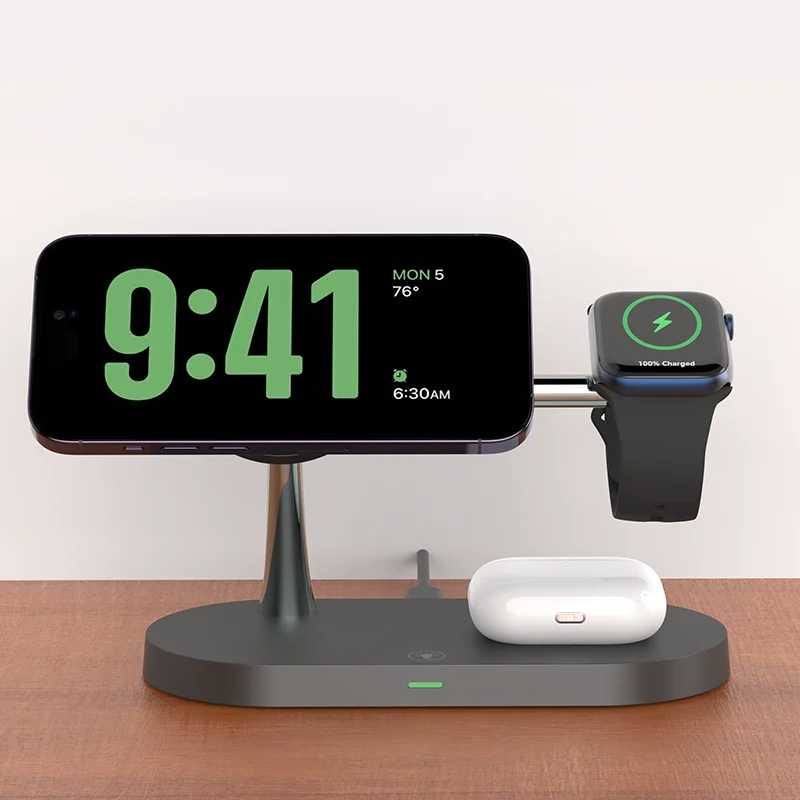 3-in-1 Wireless Charger Stand for iPhone, Watch & AirPods