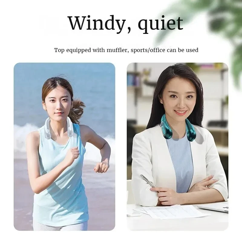 Portable Ceiling & Neck Fan | USB Rechargeable, Small, Digital Display, Office & Outdoor