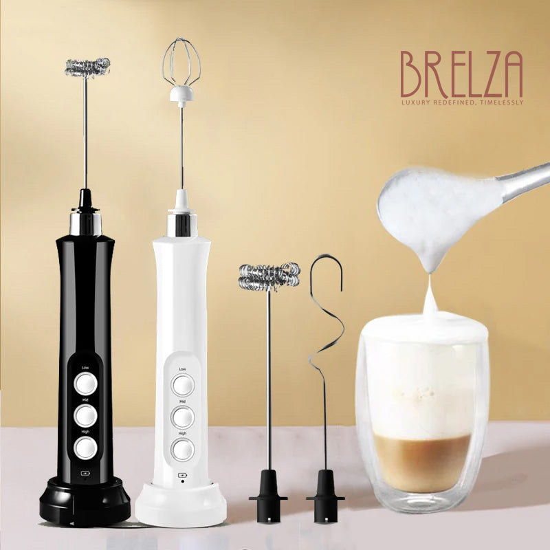 3-in-1 Electric Milk Frother | Rechargeable Handheld Foamer for Coffee, Matcha & Drinks