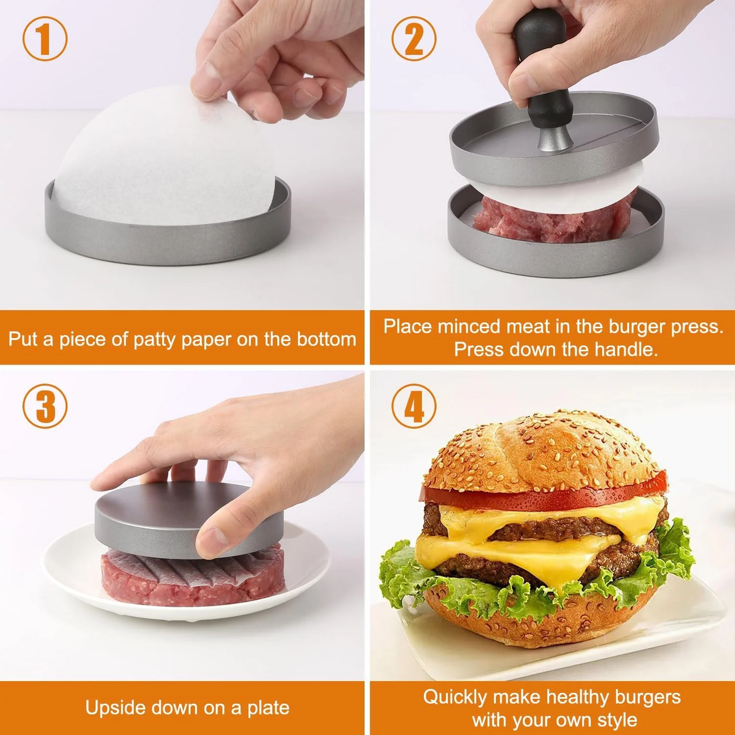 Aluminum Burger Press | Perfect Patty Maker Tool |  Easy Meat Shaping