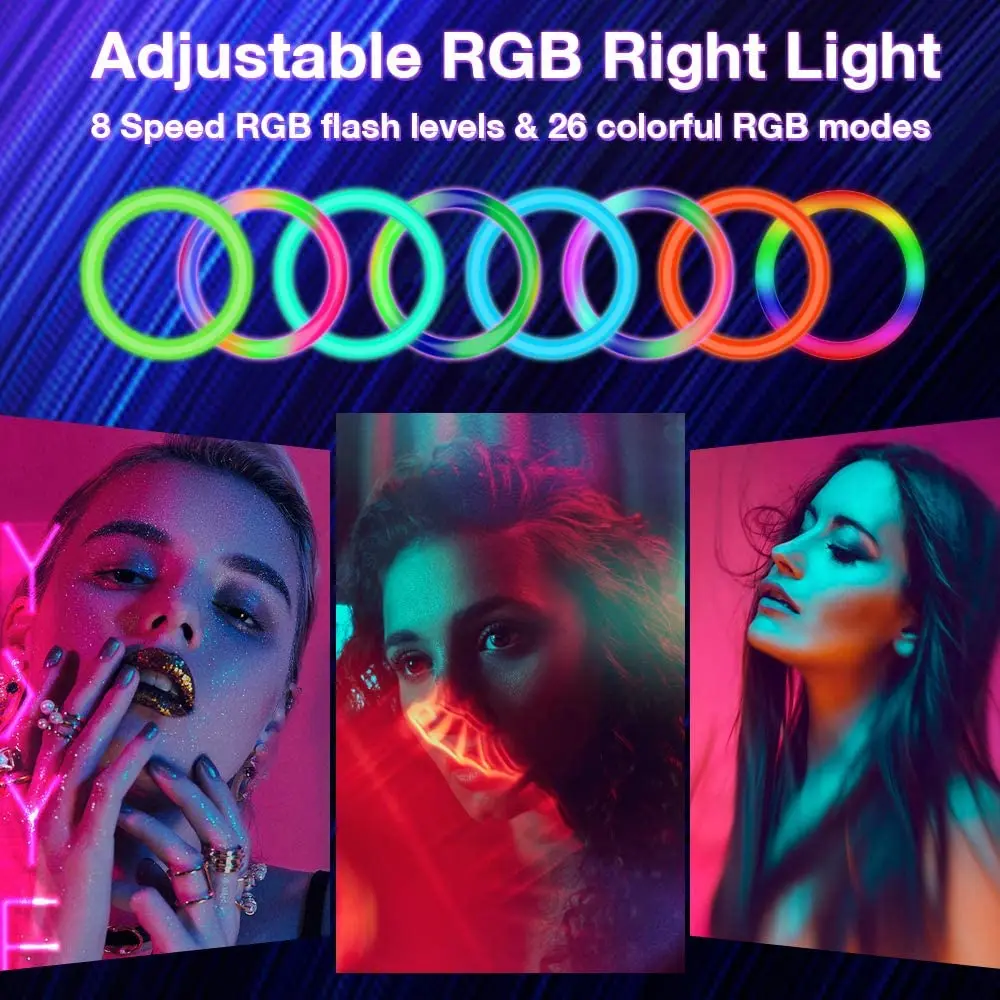 RGB Ring Light LED Lamp with Remote | Phone Holder for Video, Makeup & Photography