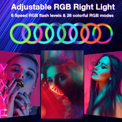 RGB Ring Light LED Lamp with Remote | Phone Holder for Video, Makeup & Photography